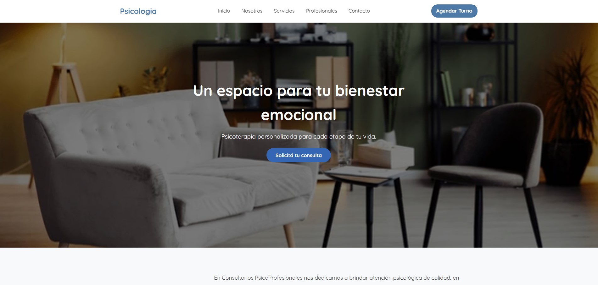 Diseño web para consultorio psicológico, sitio institucional